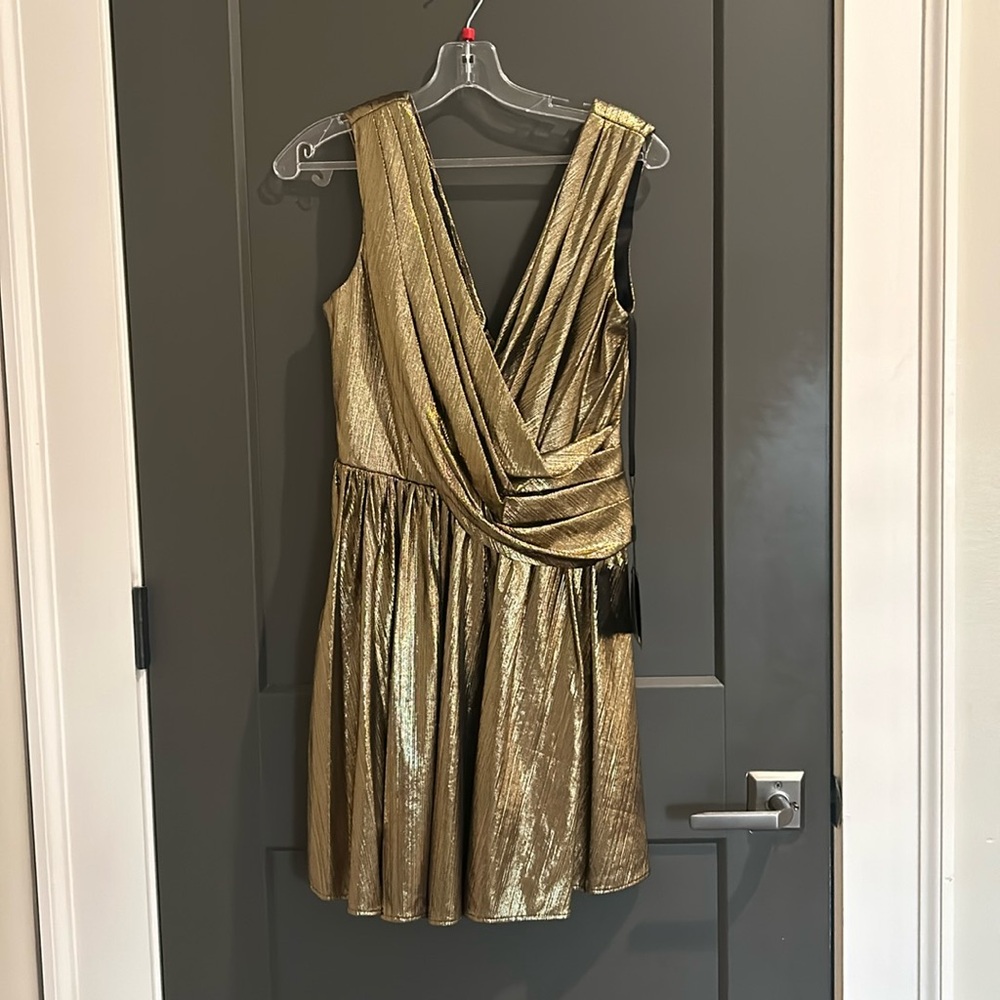 Mac Duggal SLEEVELESS COWL DETAIL A LINE MINI DRESS